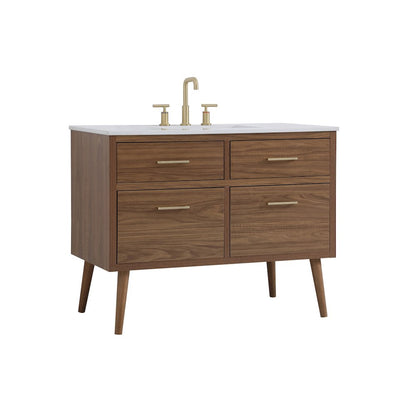 42 inch bathroom vanity in Walnut Brown