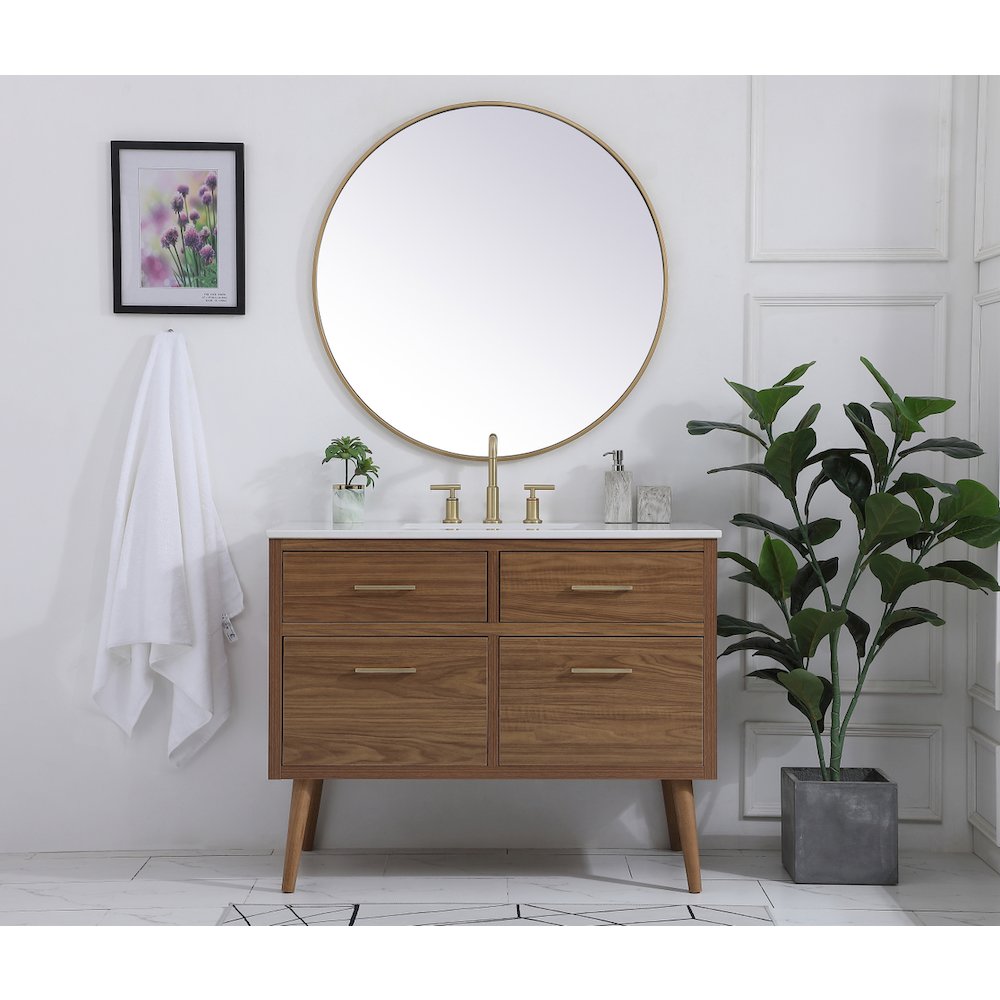 42 inch bathroom vanity in Walnut Brown