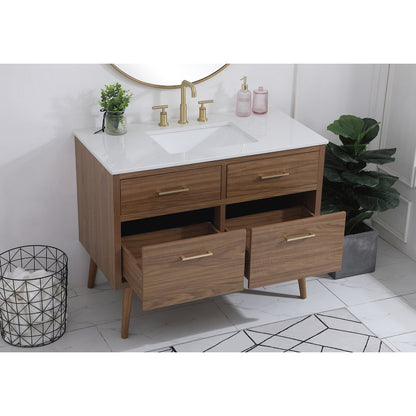 42 inch bathroom vanity in Walnut Brown