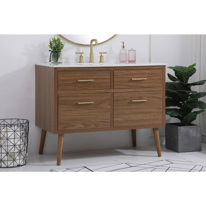 42 inch bathroom vanity in Walnut Brown