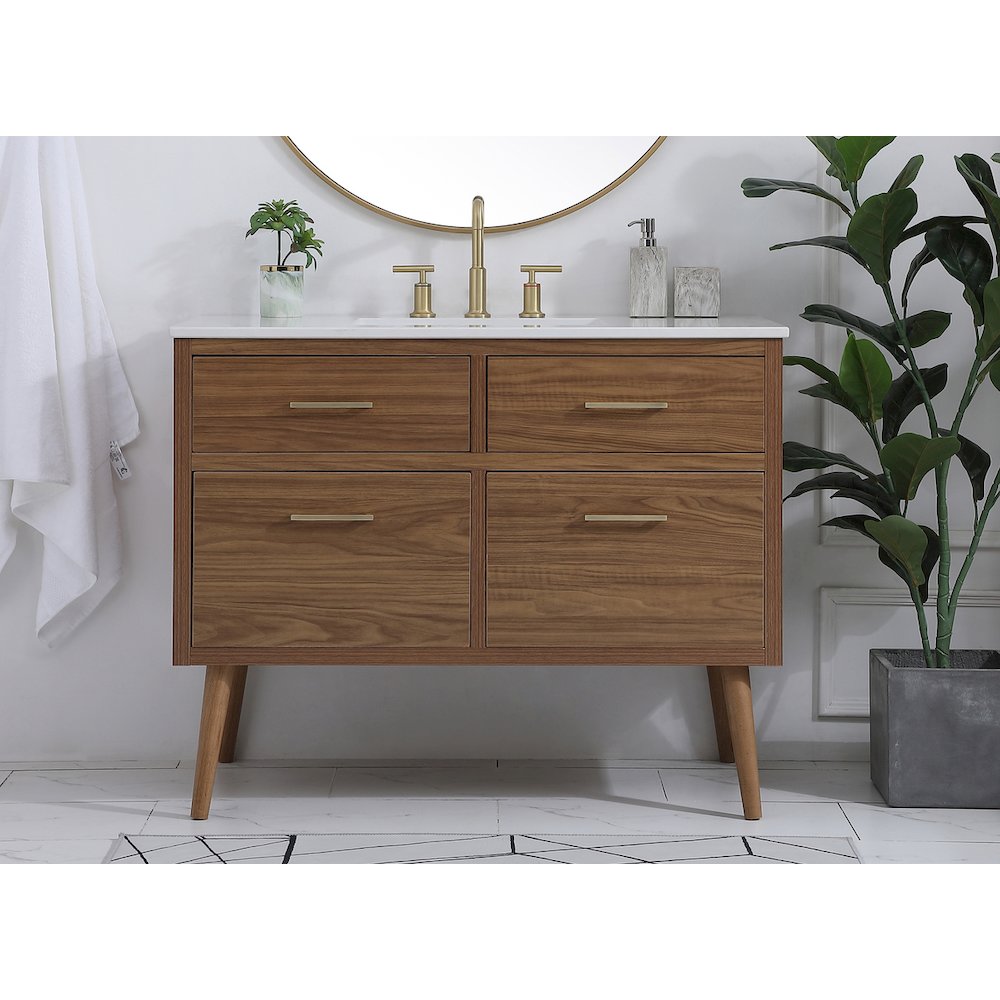 42 inch bathroom vanity in Walnut Brown