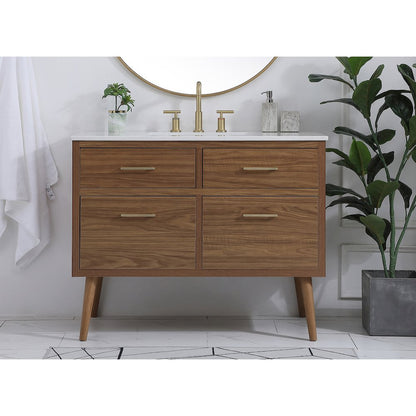 42 inch bathroom vanity in Walnut Brown