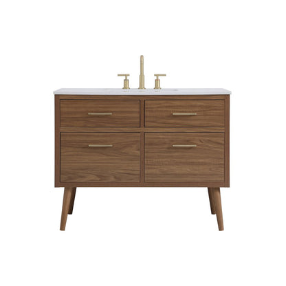 42 inch bathroom vanity in Walnut Brown