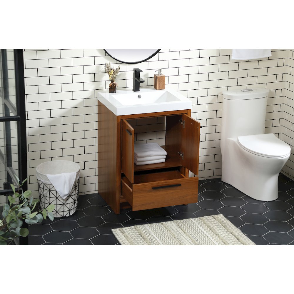 24 inch Single bathroom vanity in Teak