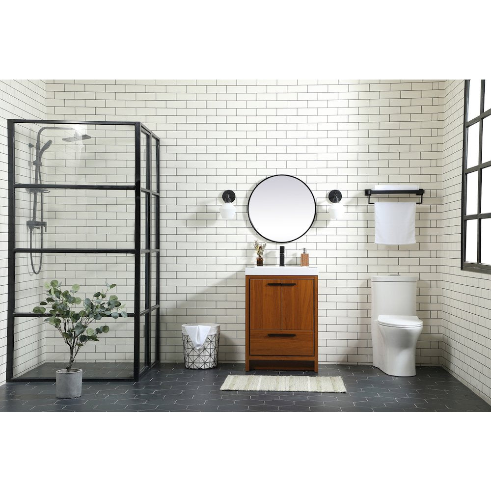 24 inch Single bathroom vanity in Teak