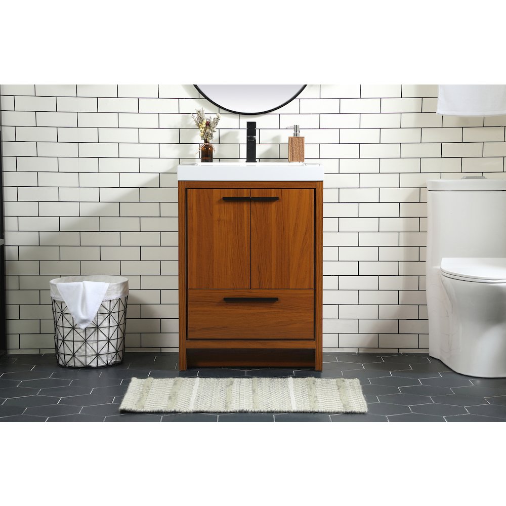 24 inch Single bathroom vanity in Teak