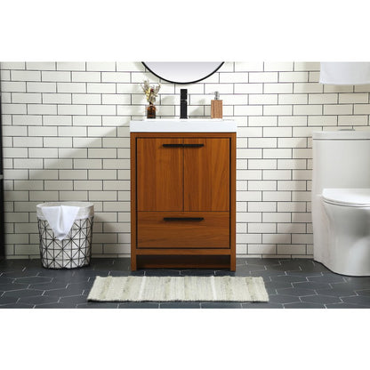 24 inch Single bathroom vanity in Teak