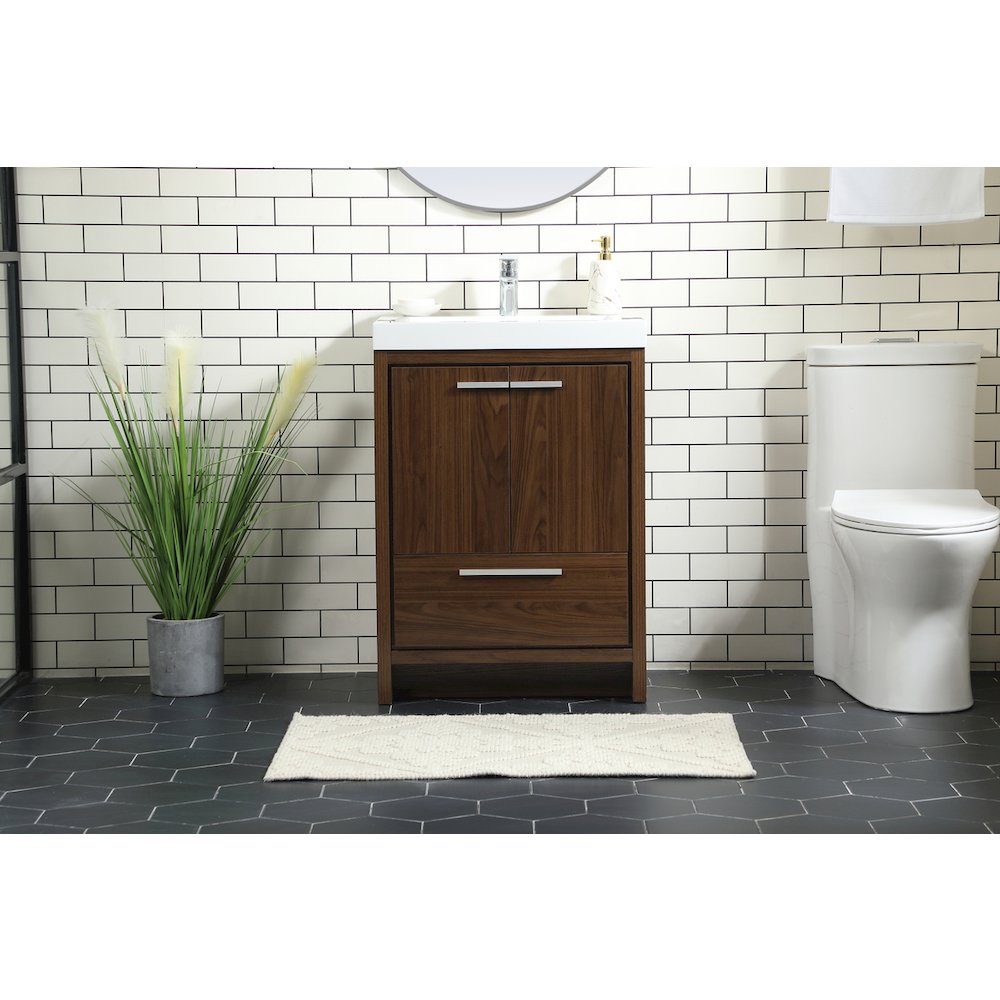 24 inch Single bathroom vanity in Walnut