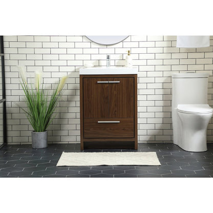 24 inch Single bathroom vanity in Walnut