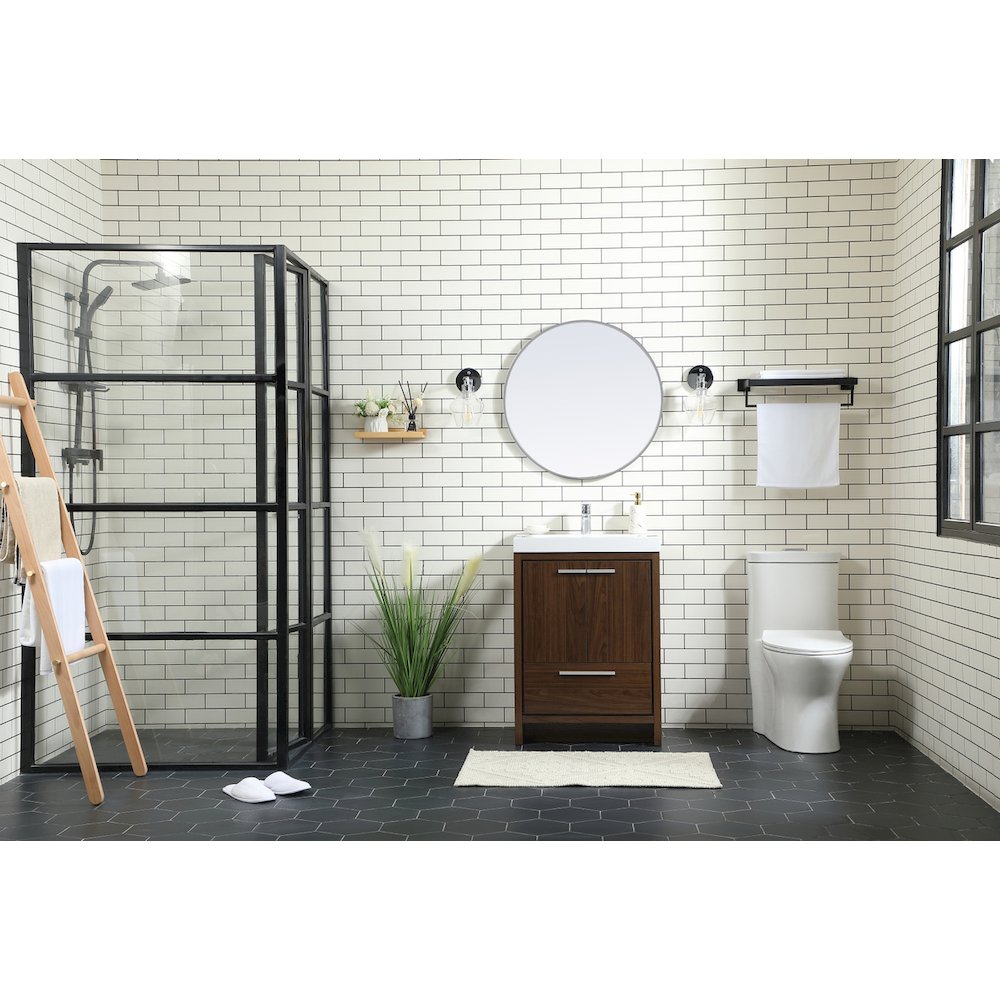 24 inch Single bathroom vanity in Walnut