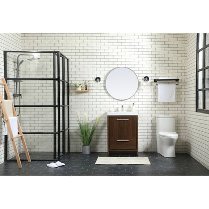 24 inch Single bathroom vanity in Walnut