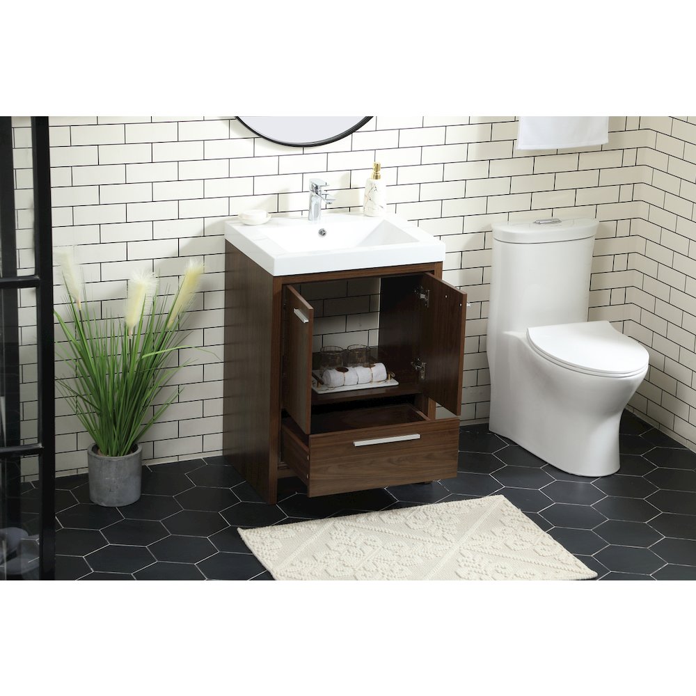 24 inch Single bathroom vanity in Walnut