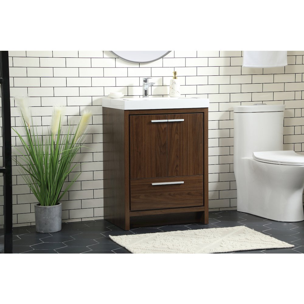 24 inch Single bathroom vanity in Walnut