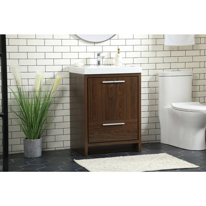 24 inch Single bathroom vanity in Walnut