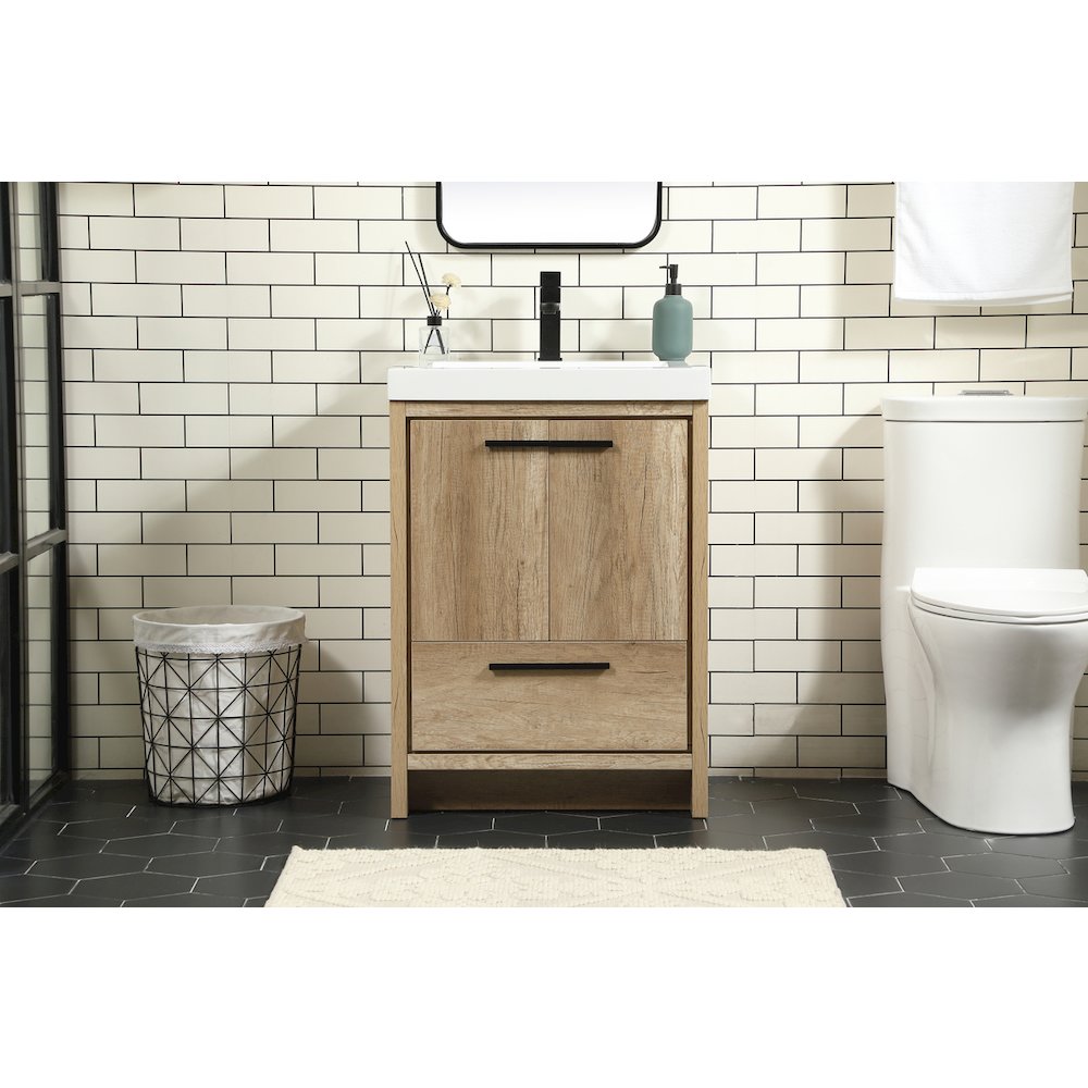 24 inch Single bathroom vanity in natural oak