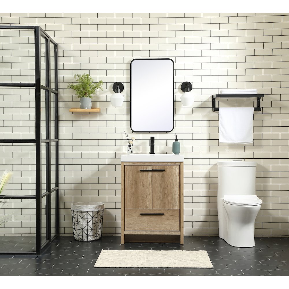 24 inch Single bathroom vanity in natural oak