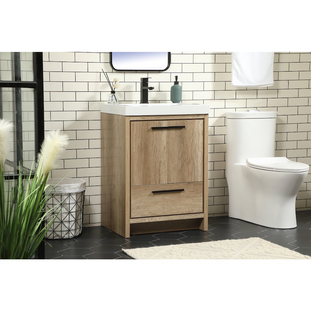 24 inch Single bathroom vanity in natural oak