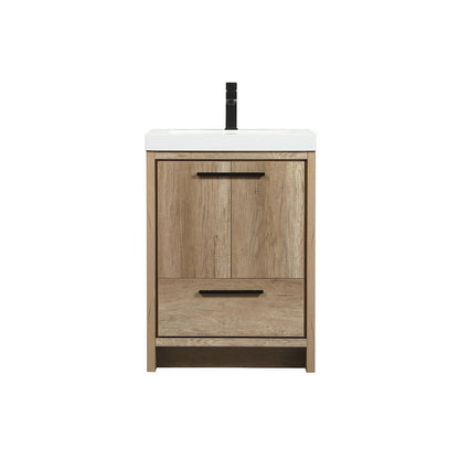 24 inch Single bathroom vanity in natural oak