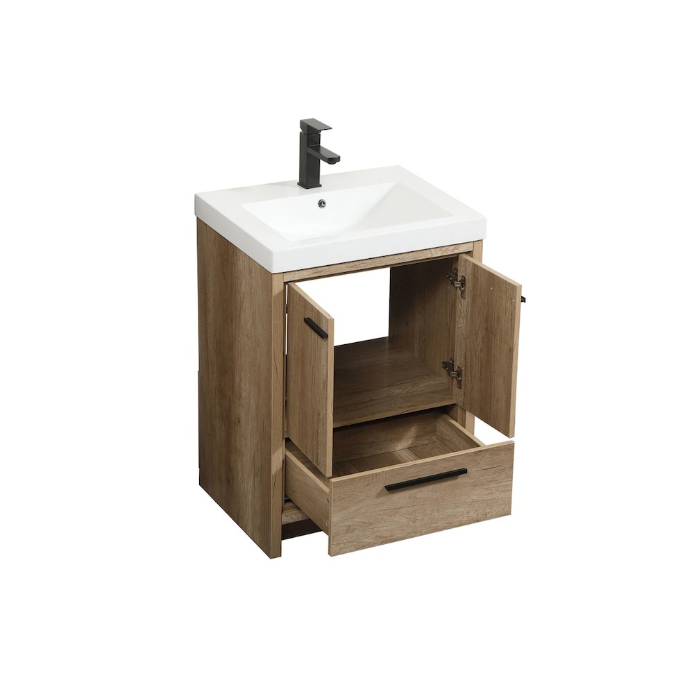 24 inch Single bathroom vanity in natural oak