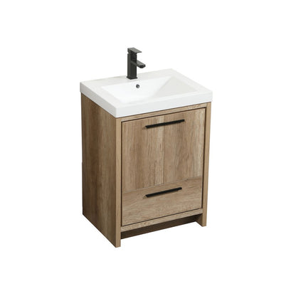 24 inch Single bathroom vanity in natural oak