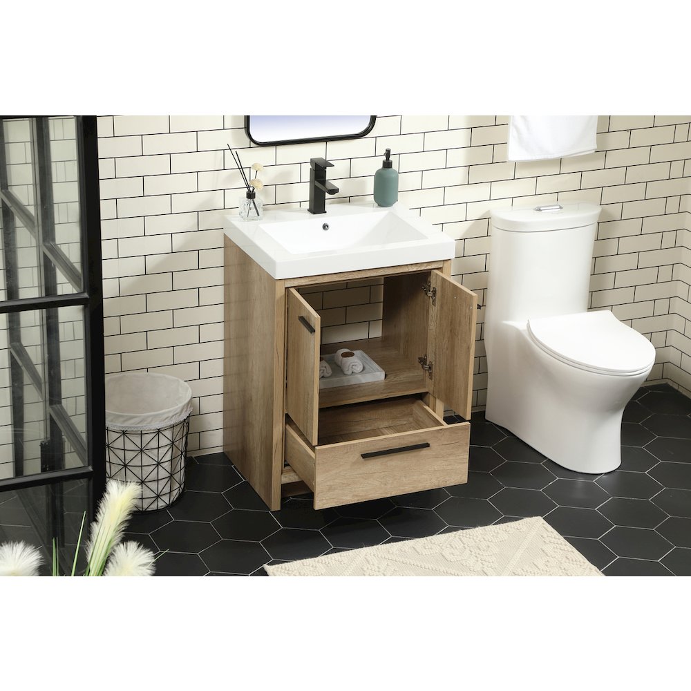 24 inch Single bathroom vanity in natural oak