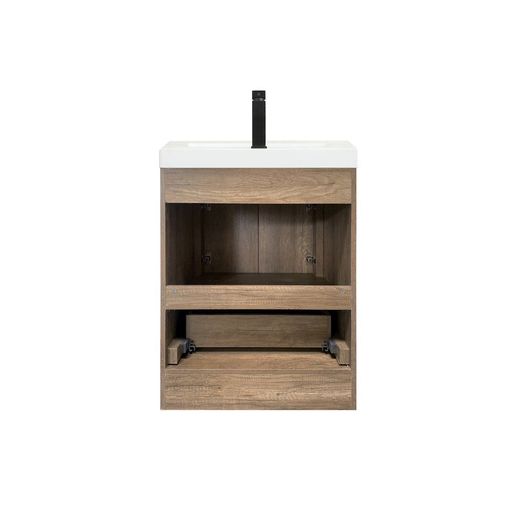 24 inch Single bathroom vanity in natural oak