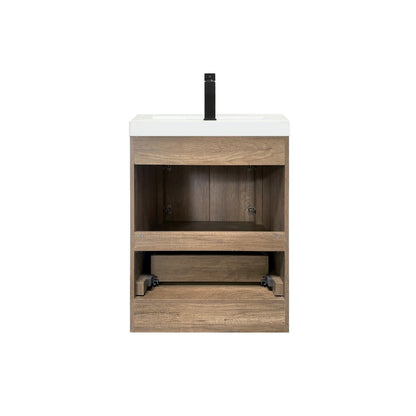 24 inch Single bathroom vanity in natural oak