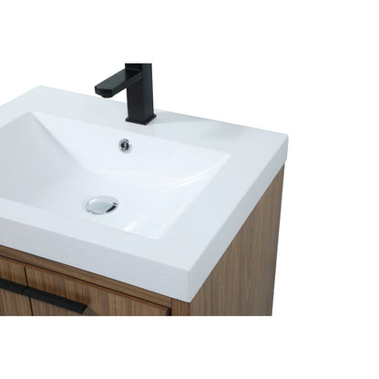 24 inch Single bathroom vanity in walnut brown