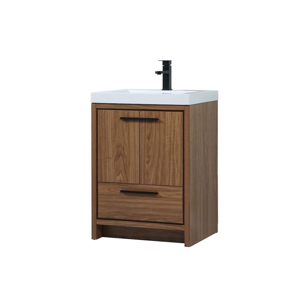24 inch Single bathroom vanity in walnut brown