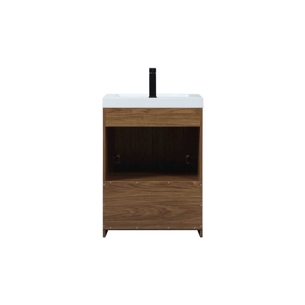 24 inch Single bathroom vanity in walnut brown