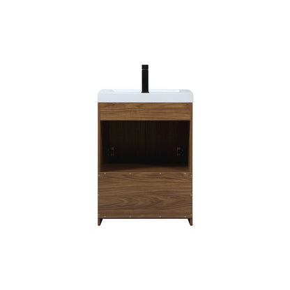 24 inch Single bathroom vanity in walnut brown