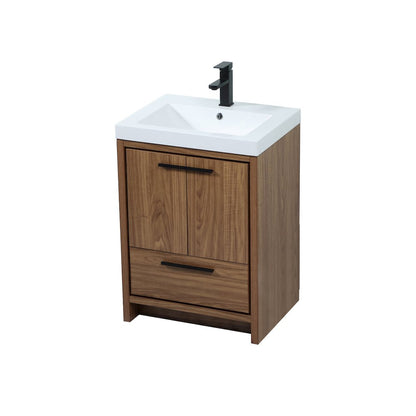 24 inch Single bathroom vanity in walnut brown
