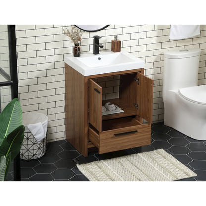 24 inch Single bathroom vanity in walnut brown