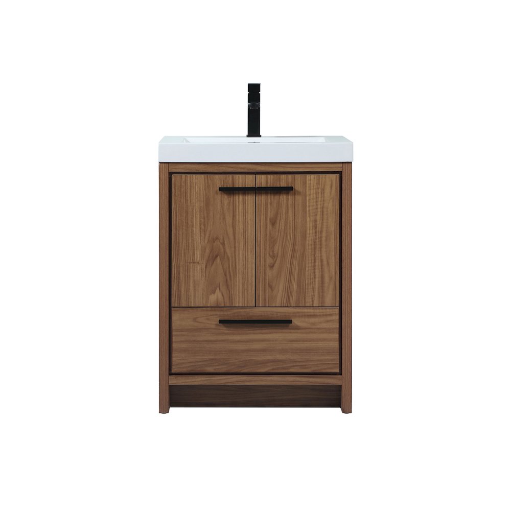 24 inch Single bathroom vanity in walnut brown