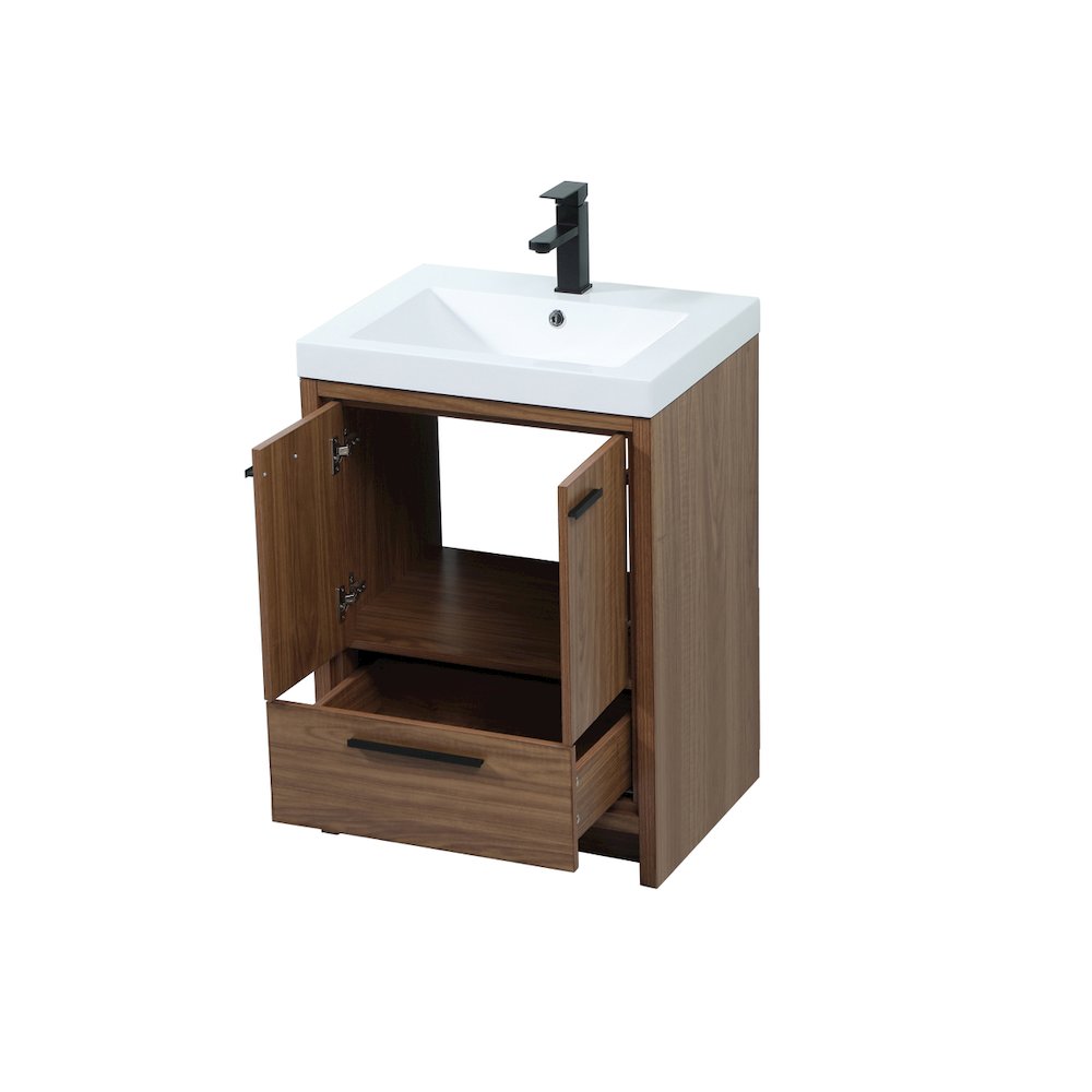 24 inch Single bathroom vanity in walnut brown