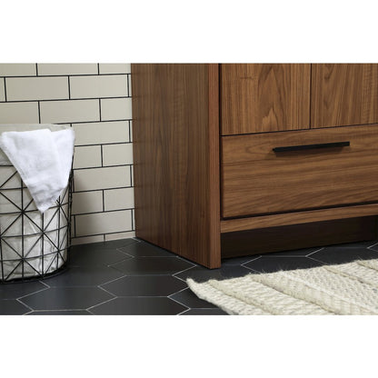 24 inch Single bathroom vanity in walnut brown