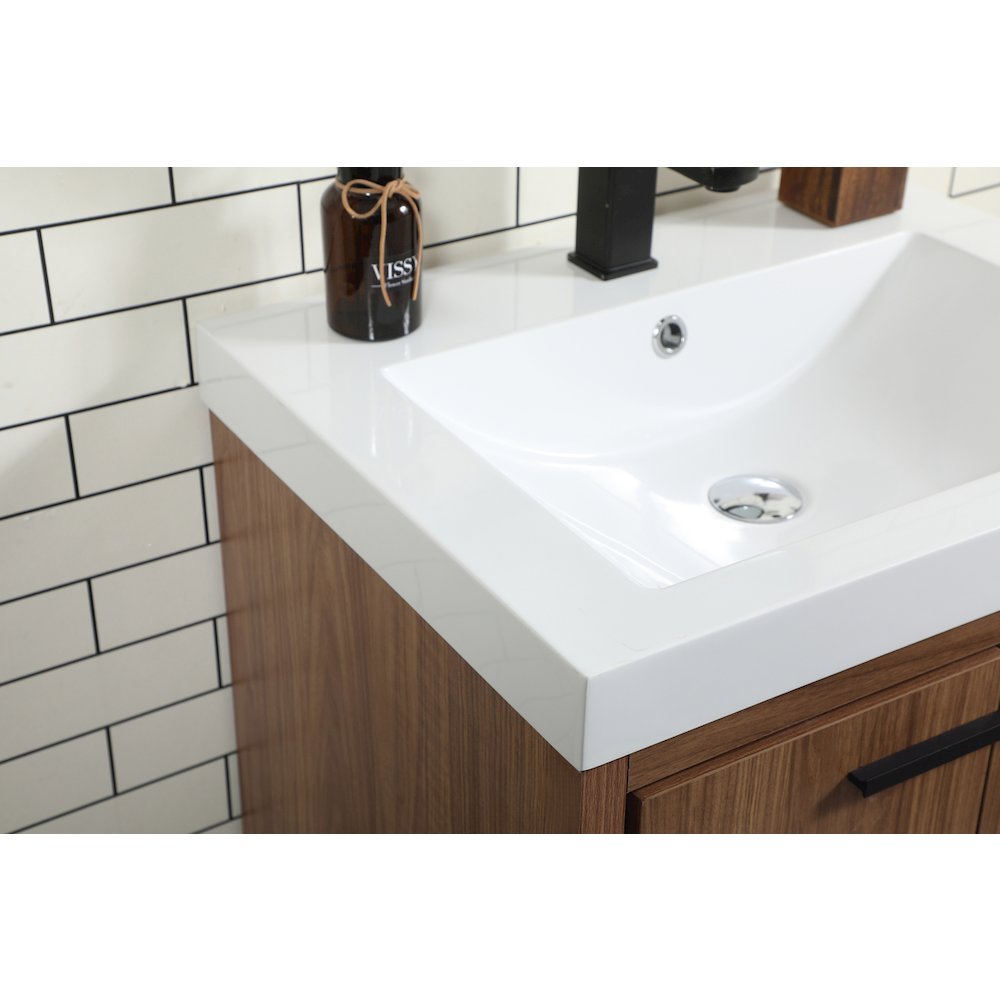 24 inch Single bathroom vanity in walnut brown