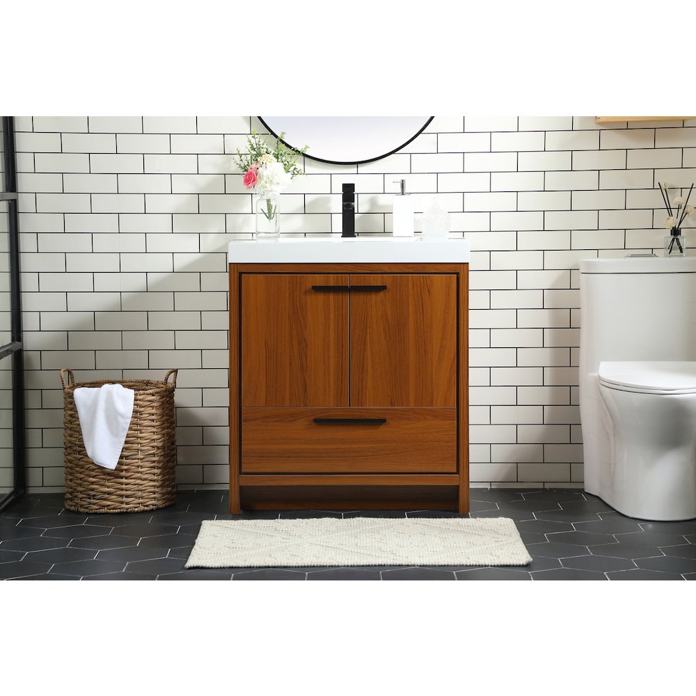 30 inch Single bathroom vanity in Teak