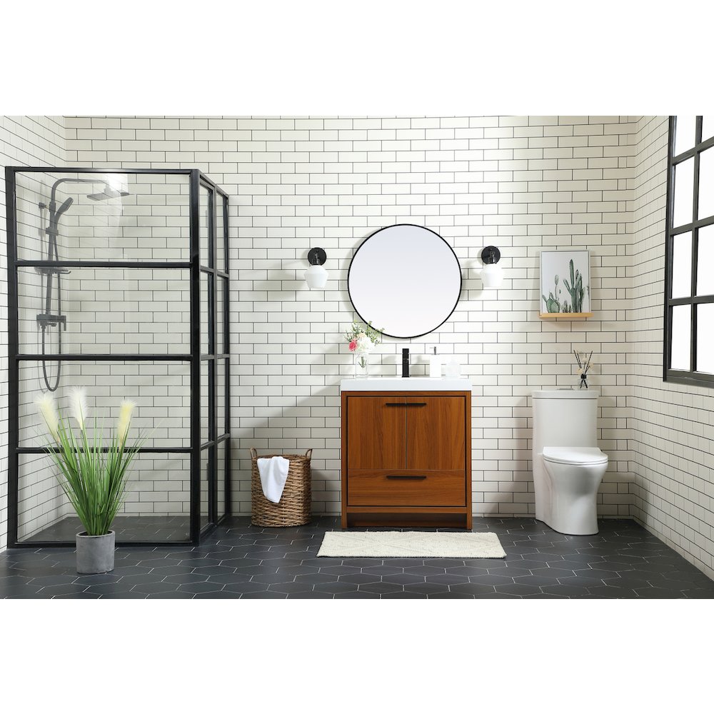 30 inch Single bathroom vanity in Teak