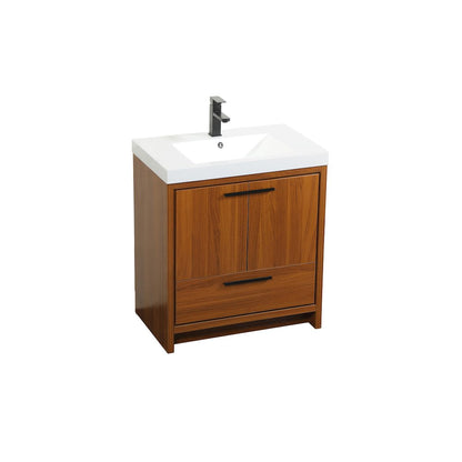 30 inch Single bathroom vanity in Teak