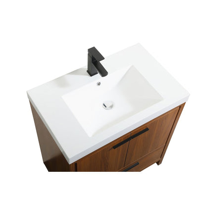 30 inch Single bathroom vanity in Teak