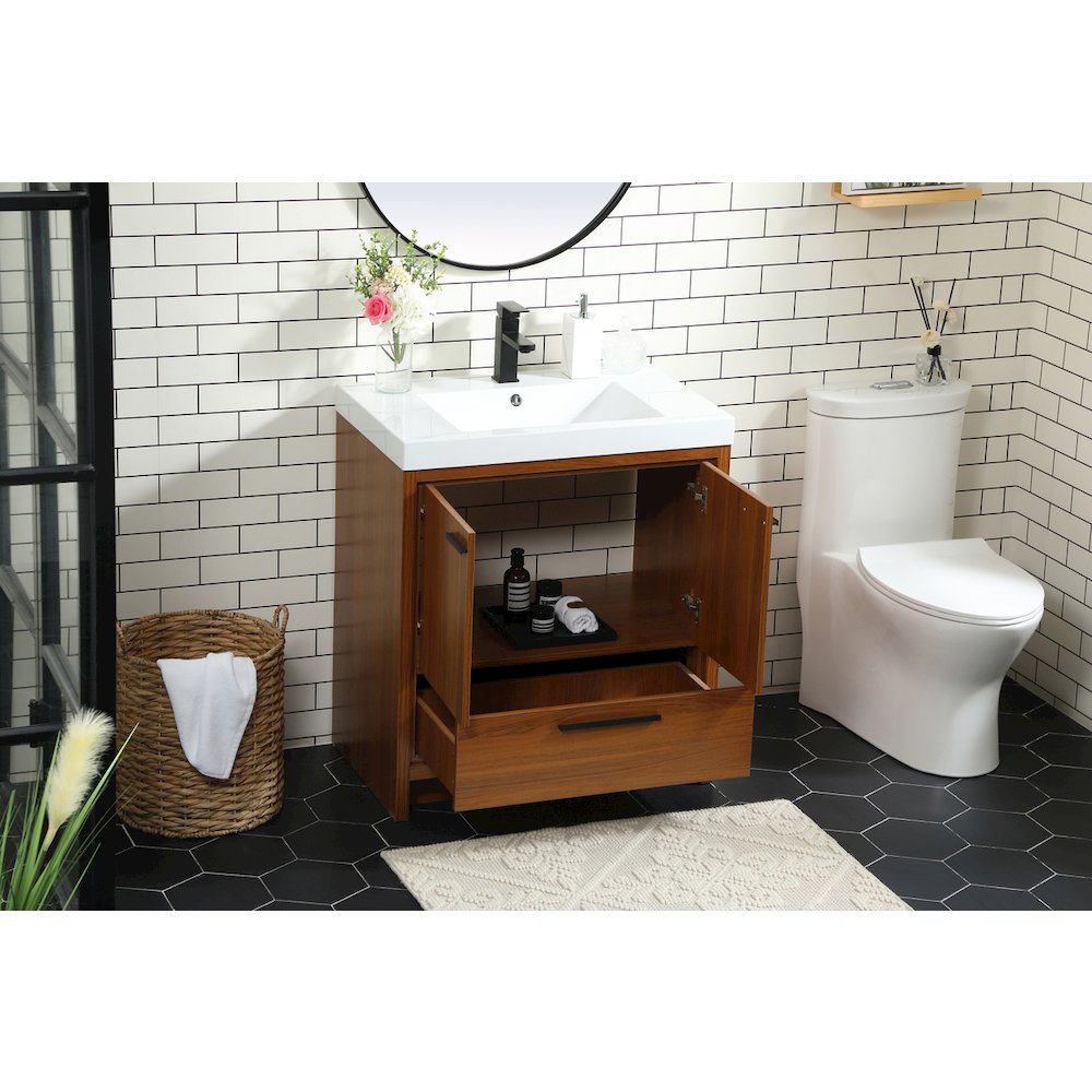 30 inch Single bathroom vanity in Teak