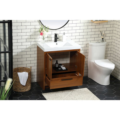 30 inch Single bathroom vanity in Teak