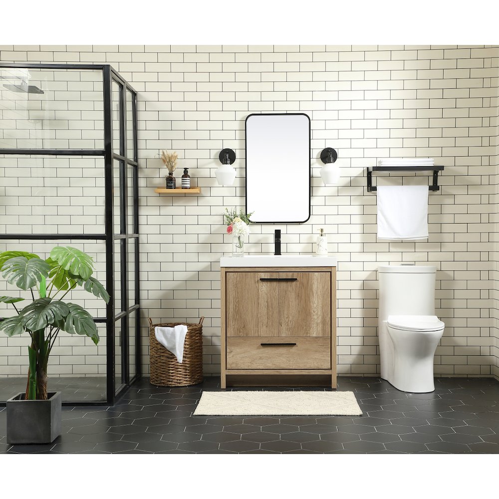 30 inch Single bathroom vanity in natural oak