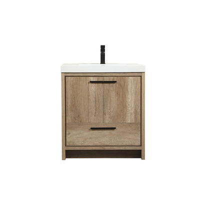 30 inch Single bathroom vanity in natural oak