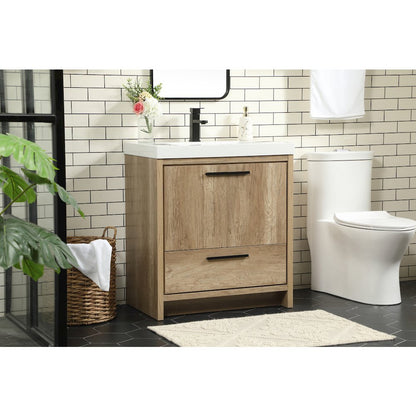 30 inch Single bathroom vanity in natural oak