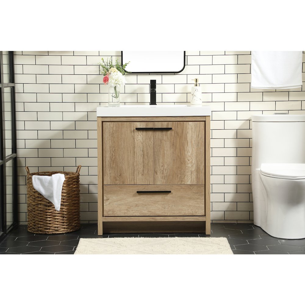 30 inch Single bathroom vanity in natural oak