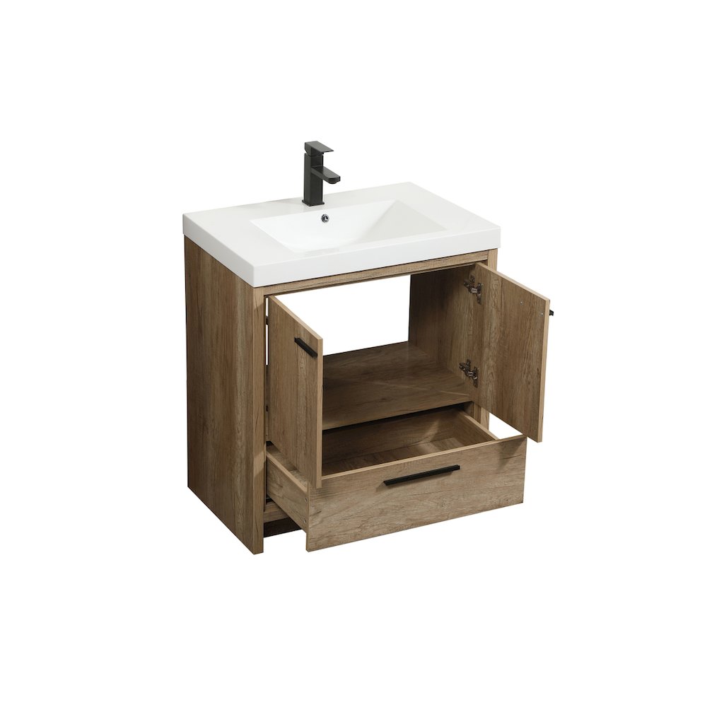 30 inch Single bathroom vanity in natural oak