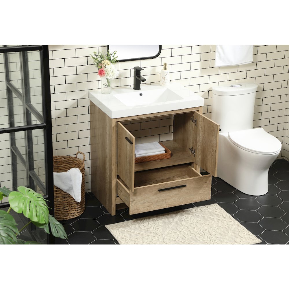 30 inch Single bathroom vanity in natural oak