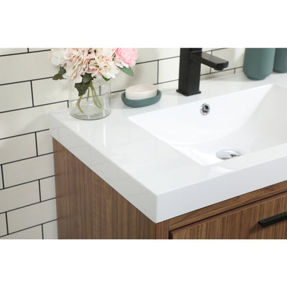 30 inch Single bathroom vanity in walnut brown
